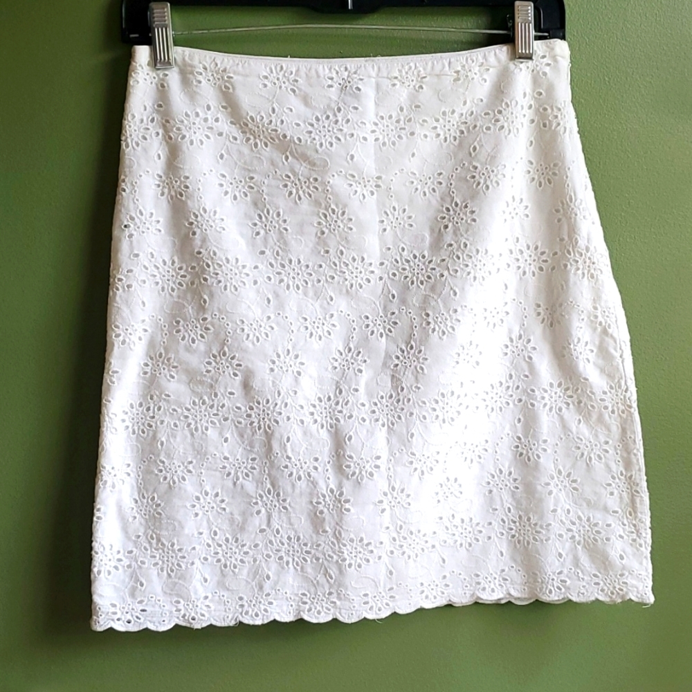 White eyelet lace skirt